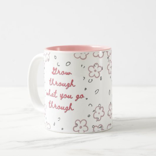 Groei door waar je heen gaat tweekleurige koffiemok (Voorkant links)