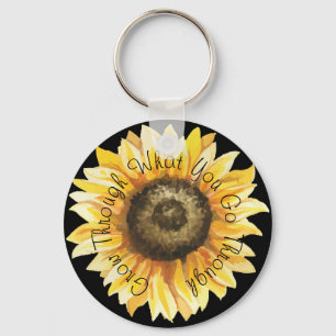 Groei door wat je door Sunflower Keychai gaat Sleutelhanger