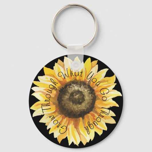 Groei door wat je door Sunflower Keychai gaat Sleutelhanger (Voorkant)