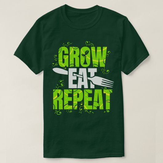 Groei Eat Herhaalt vegetarische vegetatie T-shirt (Design voorkant)