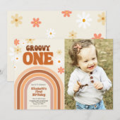 GROEI één eerste verjaardagsuitnodiging met foto Kaart (Voorkant / Achterkant)