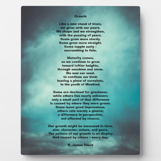 "Groei" een inzichtelijk gedicht op menselijke bin Fotoplaat (Voorkant)