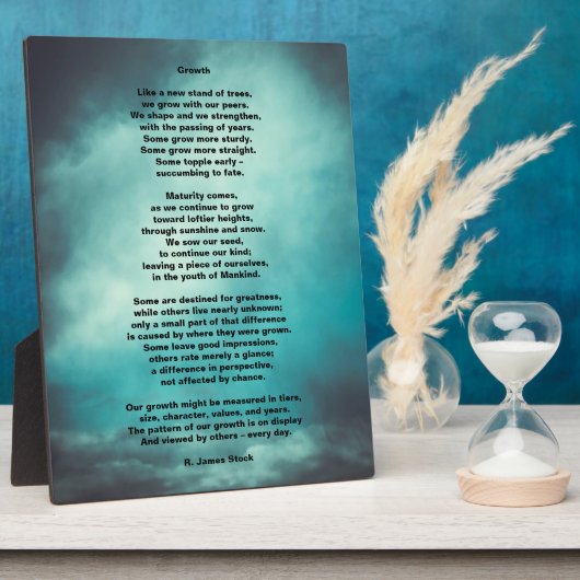 "Groei" een inzichtelijk gedicht op menselijke bin Fotoplaat (Zijkant)