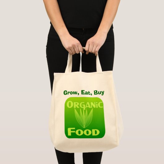 Groei, eet, koop biologische voedselzak tote bag (Voorkant (product))