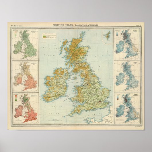 Groei- en klimaatkaart op de Britse eilanden Poster (Voorkant)