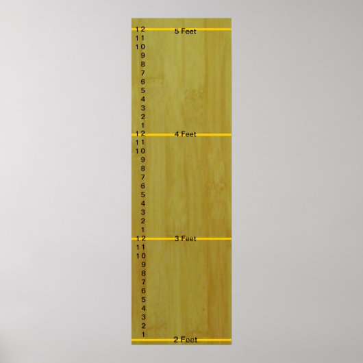 Groei Grafiek - Bamboe Planken met Metingen Poster (Voorkant)