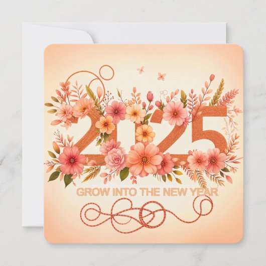 Groei het nieuwe jaar in feestdagenkaart (Voorkant)