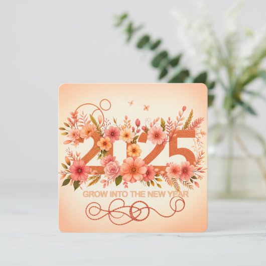 Groei het nieuwe jaar in feestdagenkaart (Staand voorkant)