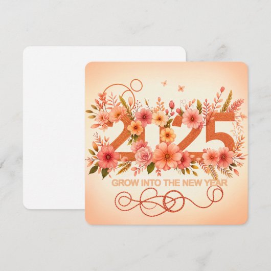 Groei het nieuwe jaar in feestdagenkaart (Voorkant / Achterkant)