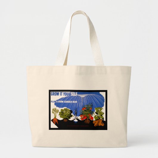 Groei het zelf ~ Plant een Boerderij tuin nu Grote Tote Bag (Voorkant)