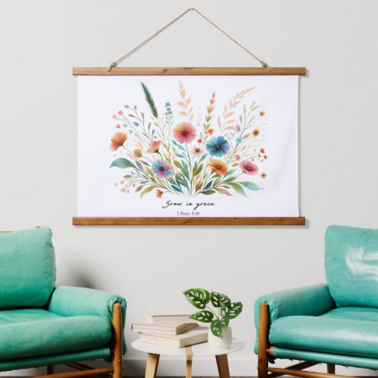 Groei in genade bloemrijk hangend wandkleed (Woonkamer)
