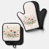 Groei in genade bloemrijk ovenwant & pannenlap set (Voorkant / Achterkant)