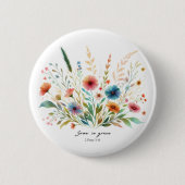 Groei in genade bloemrijk ronde button 5,7 cm (Voorkant)