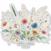 Groei in genade bloemrijk sticker (Voorkant)