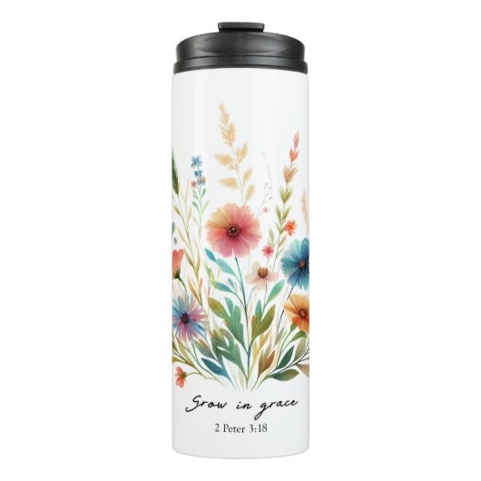 Groei in genade bloemrijk thermosbeker (Voorkant)