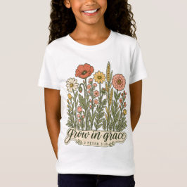 Groei in genade Christelijk bloemig Bijbelvers ont T-shirt