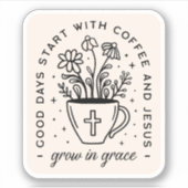Groei in genade koffie Jezus citaten Sticker (Voorkant)
