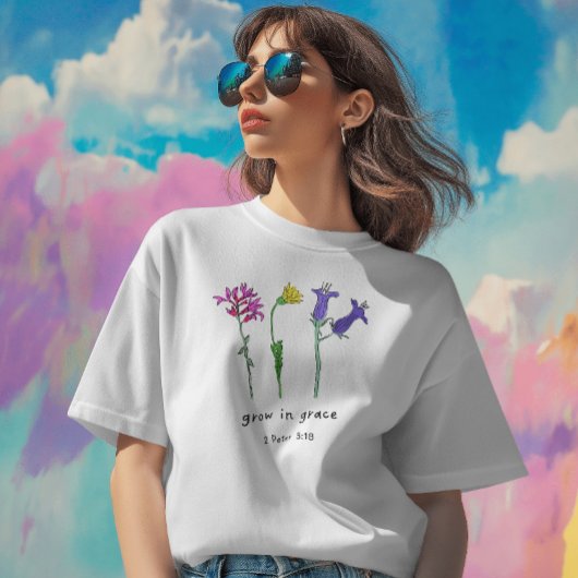 Groei in genade wilde bloem t-shirt