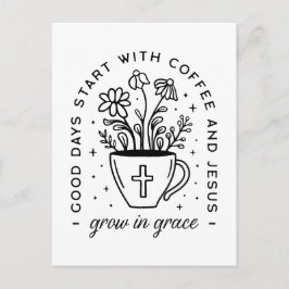 Groei in genadekoffie Jesus Christelijke citaten Briefkaart