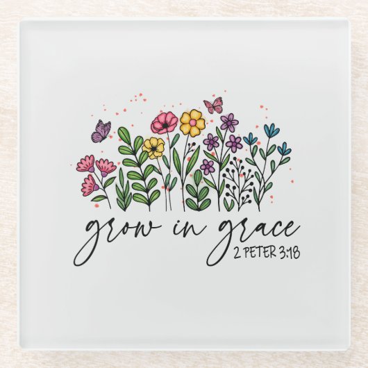 Groei in Grace Glazen Onderzetter (Voorkant)