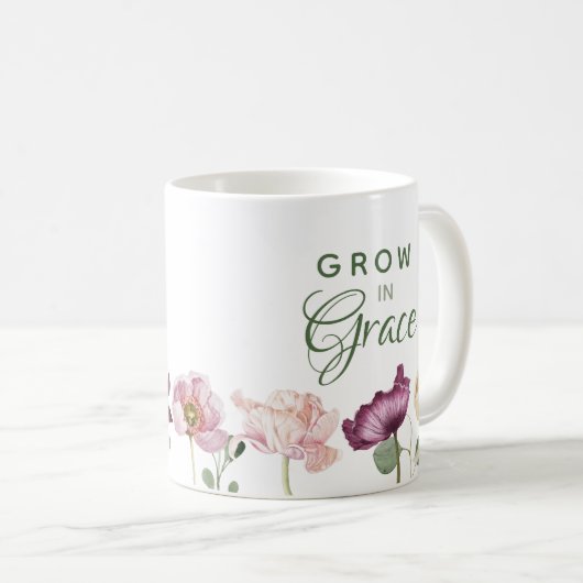 Groei in Grace Waterverf Floral Koffiemok (Voorkant rechts)