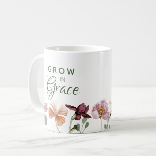 Groei in Grace Waterverf Floral Koffiemok (Voorkant links)
