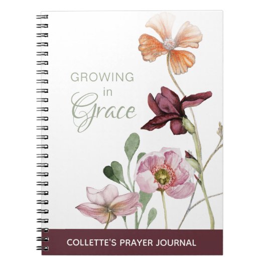 Groei in Grace Waterverf Floral Prayer Journal Notitieboek (Voorkant)