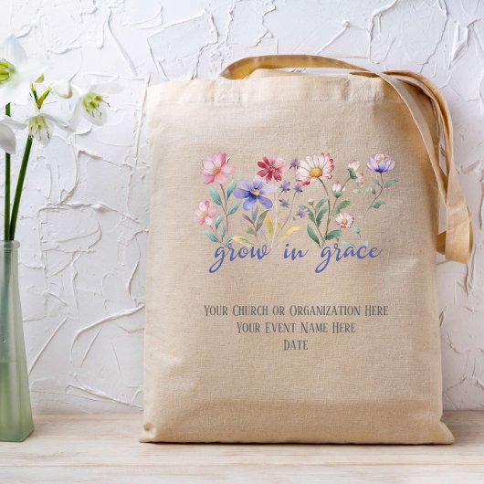 Groei in Grace Wildbloemen Bijbel Custom Tote Bag