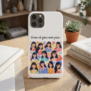 Groei in je eigen tempo Bloemen Vrouwen Portret Sw Case-Mate iPhone Case