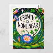 Groei is niet-lineaire bloemenochtendglorie briefkaart (Voorkant / Achterkant)