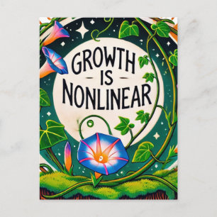 Groei is niet-lineaire bloemenochtendglorie briefkaart