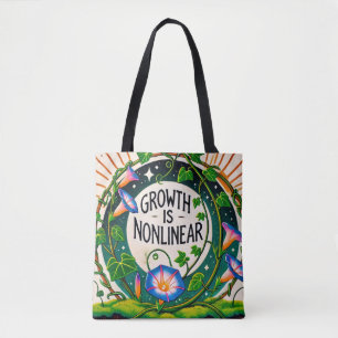 Groei is niet-lineaire bloemenochtendglorie tote bag