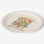 Groei je eigen weg - Mediteren Kikker & Paddenstoe Papieren Bordje (Gekanteld)