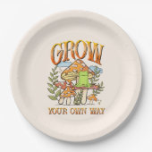 Groei je eigen weg - Mediteren Kikker & Paddenstoe Papieren Bordje (Voorkant)