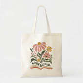 Groei Je Geest Bloem Boek Tote Bag (Voorkant)