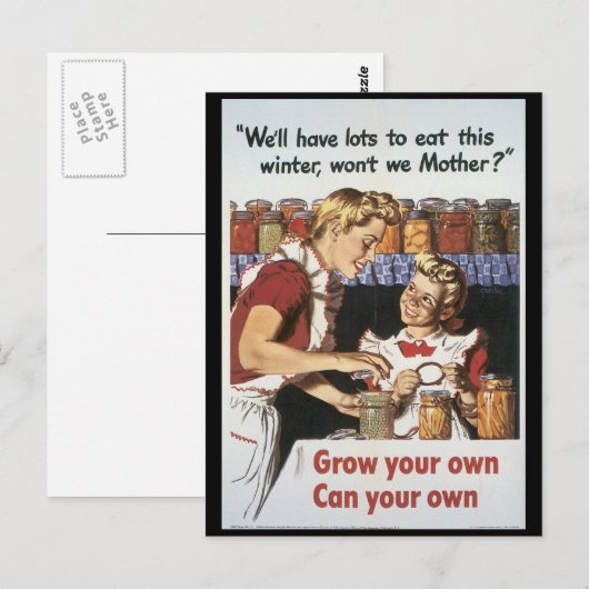 Groei je voedsel Wereldoorlog 2 Briefkaart (Voorkant / Achterkant)