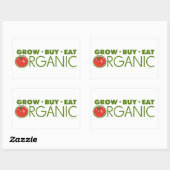 Groei, koop, eet organisch rechthoekige sticker (Vel)