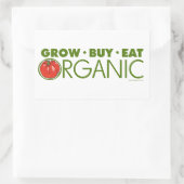 Groei, koop, eet organisch rechthoekige sticker (Tas)