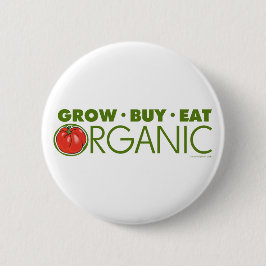 Groei, koop, eet organisch ronde button 5,7 cm