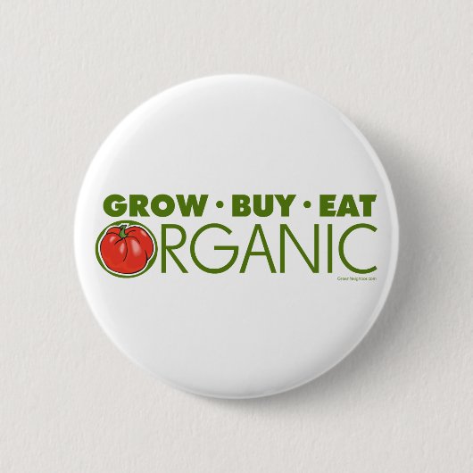 Groei, koop, eet organisch ronde button 5,7 cm (Voorkant)