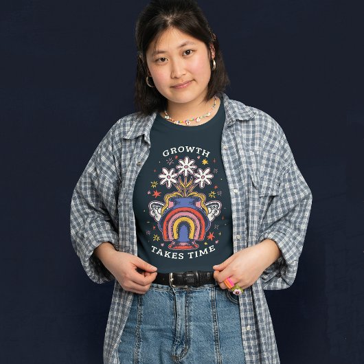 GROEI KOST TIJD KLEURRIJKE BLOEMVAAS T-SHIRT