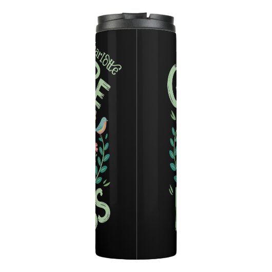 Groei meer afval minder T-shirt Thermosbeker (Achterkant)