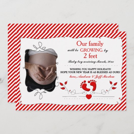 Groei met 2 Feet Holiday Zwangerschap Aankondiging (Voorkant / Achterkant)