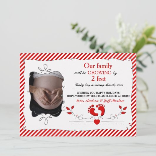 Groei met 2 Feet Holiday Zwangerschap Aankondiging (Staand voorkant)