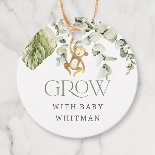 "Groei met Baby" Boho Safari Baby shower Plant Bedankjes Labels (Voorkant)