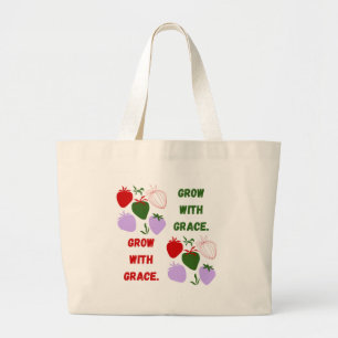 : 'Groei met gratie' Aardbei esthetiek  Grote Tote Bag
