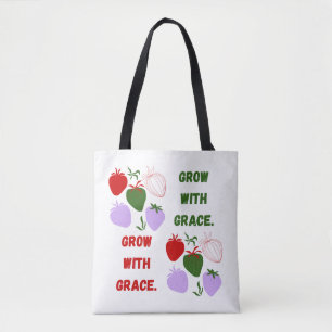 : 'Groei met gratie' Aardbei esthetiek  Tote Bag