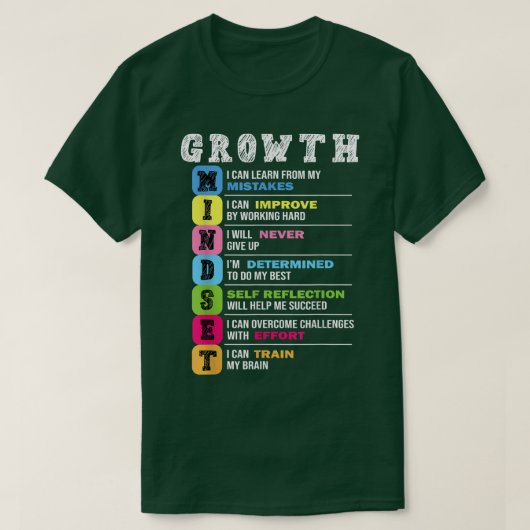 Groei Mindset Classroom Brain Motivation Entrepre T-shirt (Design voorkant)