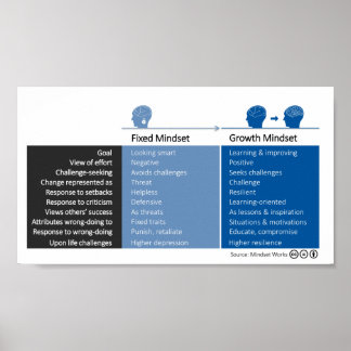 Groei Mindset en vast gedrag van de Mindset Poster