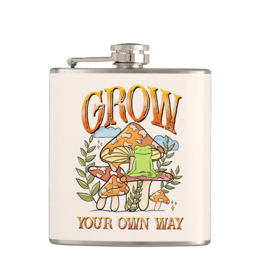 "Groei op je eigen manier" | Mediterende kikker &  Heupfles (Voorkant)